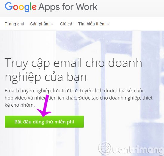 Click Bắt đầu dùng thử miễn phí