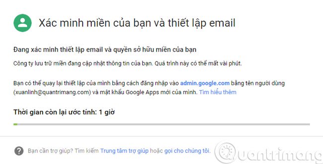 Xác minh miền và thiết lập email