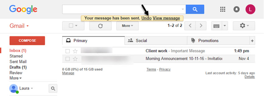 Undo Send in Gmail