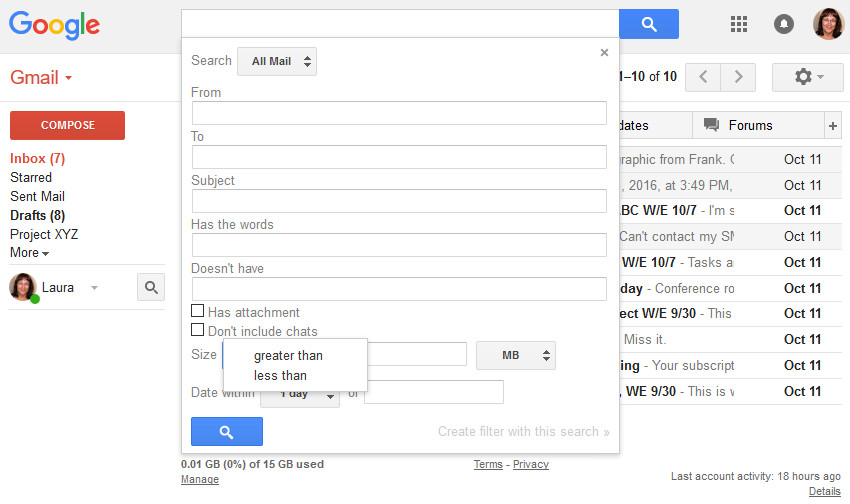 Search by file size