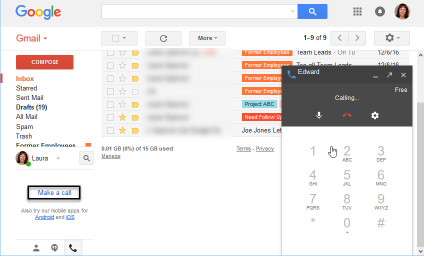 Gmail phone call