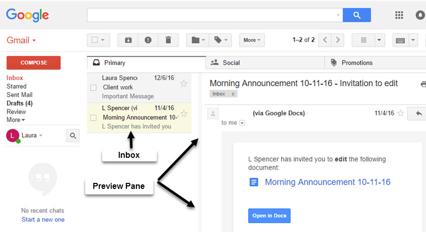 Gmail Preview Pane