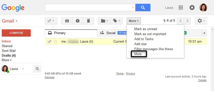 Mute Conversation in Gmail