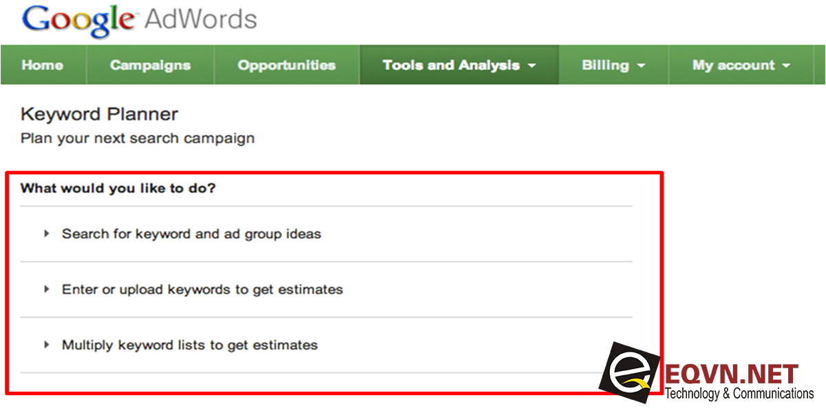 công cụ hỗ trợ lựa chọn từ khóa google adwords