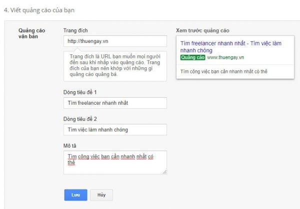 viết quảng cáo Google Adwords của bạn